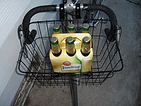Beer in bicycle basket